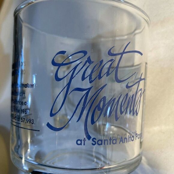 Great Moments at Santa Anita Race Coffee Cups set of 2 Clear with Decal - Picture 4 of 10